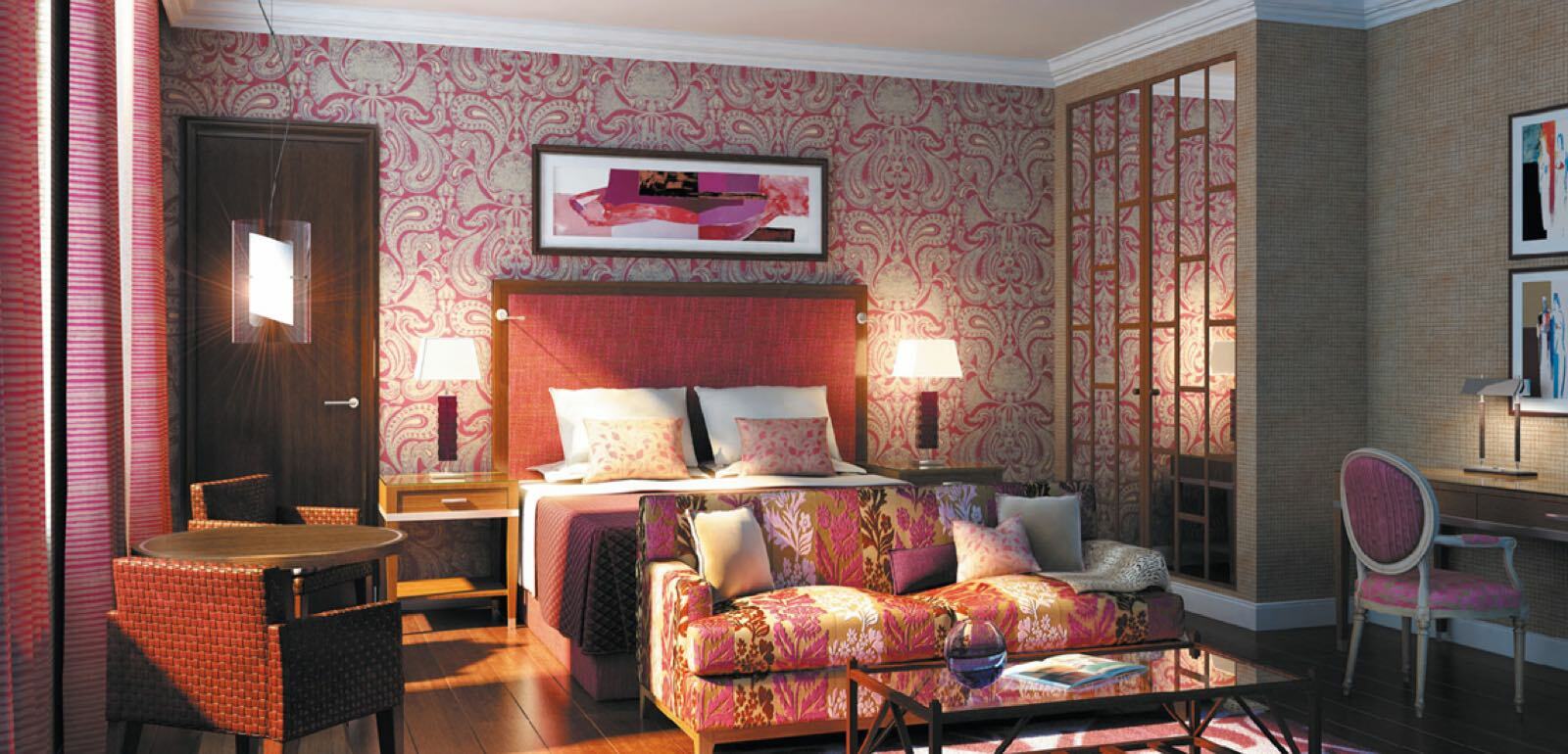 The Roseate Reading Hotel Bagian luar foto Wallpaper in a bedroom